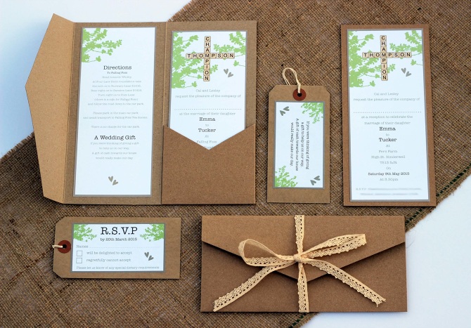 collection of stationery; Wedding invitation, R.S.V.P card, Gift list ...